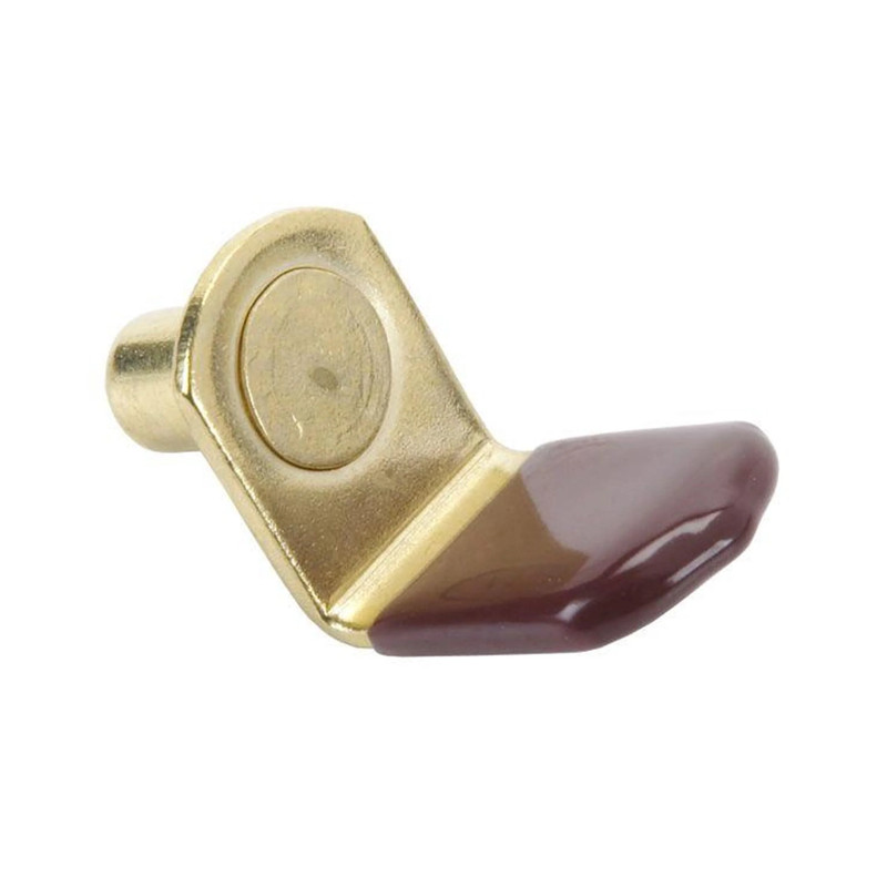 Glass Shelf Bracket Style Shelf Support - 1/4" Pin - Brass with Brown Sleeve - 25 Pack